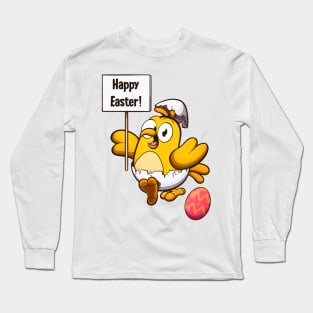 Cute Little Easter Chick With Sign Long Sleeve T-Shirt